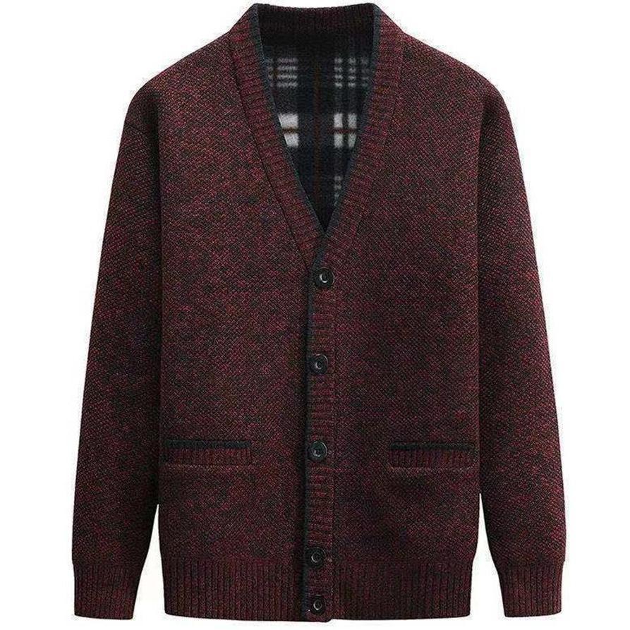 カーディガン メンズ ニットジャケット アウター 裏起毛 羽織 セーター Vネック カジュアル 前開き 無地 着痩 厚手 暖かい 秋冬 通勤 父の日 - 画像 (5)