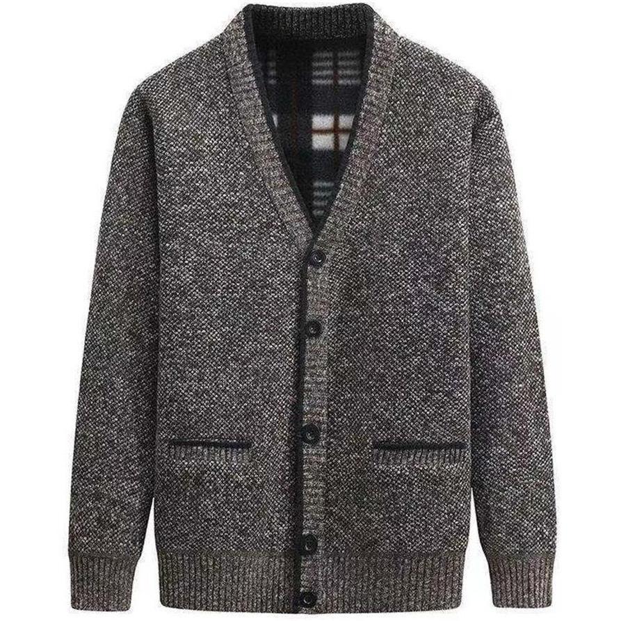 カーディガン メンズ ニットジャケット アウター 裏起毛 羽織 セーター Vネック カジュアル 前開き 無地 着痩 厚手 暖かい 秋冬 通勤 父の日 - 画像 (7)