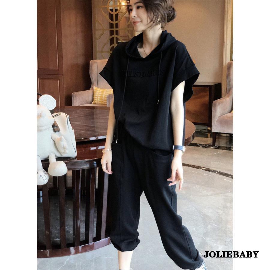 【大特価】セットアップ ジャージ レディース パーカー フード付き 半袖 ス ロングパンツ 上下セット スウェットパンツ 運動服 スポーツ ジム 春夏 秋 - 画像 (7)