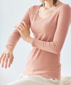 ベルメゾン インナー レディース あったかインナー 長袖 クルーネック 肌着 綿混 ホットコット 吸湿 発熱 保温 暖かい 長め丈 冷え対策 綿95％ S M L LL 3L