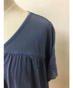 AIC　AIC モスブルーカットソー 袖カットワーク透かし サイズM