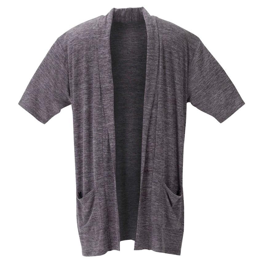 カーディガンと半袖Tシャツセッ ト アンサンブル ストレッチ素材 で動きやすさも抜群 3L 4L 5L 6 L グレー