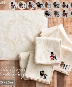 タオルハンカチ ブランド イニシャル 刺繍 レディース メンズ ギフト 綿100 グレート・ブリティッシュ・テディベア おしゃれ 25cmx25cm