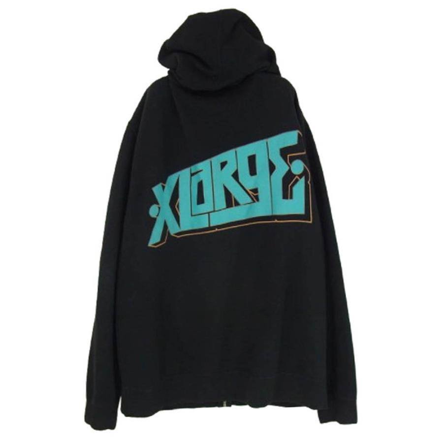 エクストララージ XLARGE 90s フルジップ プリント パーカー ブラック系 L【中古】