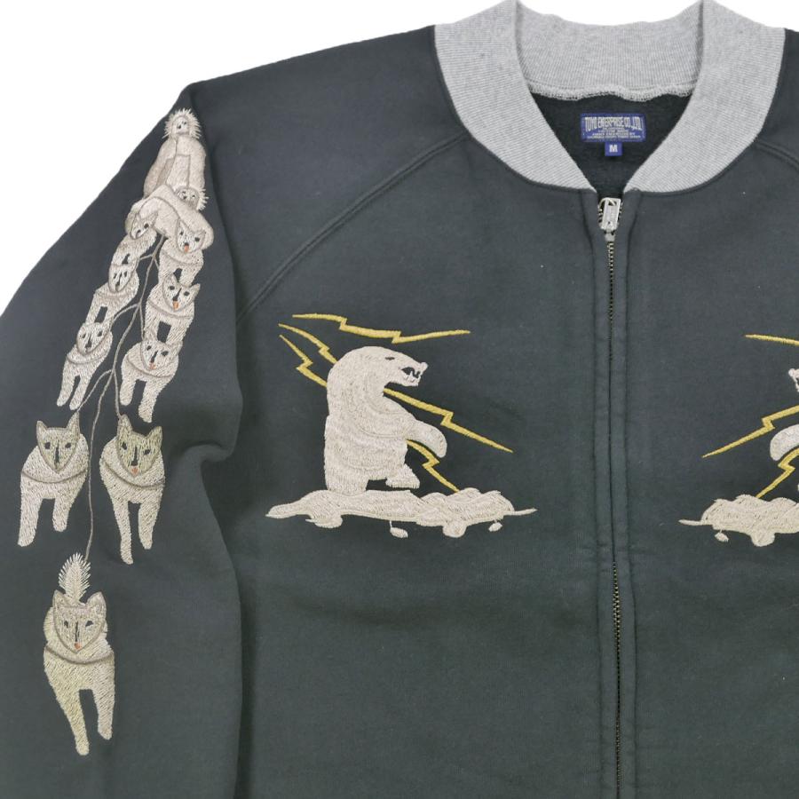 TAILOR TOYO テーラー東洋 TT69475 SUKA ZIP SWEAT EMBROIDERED "ALASKA"" BLACK 刺繍ジップスウェット ブラック