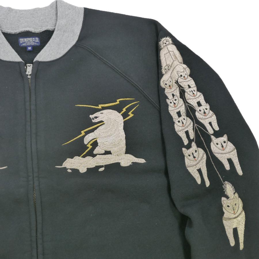 TAILOR TOYO テーラー東洋 TT69475 SUKA ZIP SWEAT EMBROIDERED "ALASKA"" BLACK 刺繍ジップスウェット ブラック - 画像 (2)