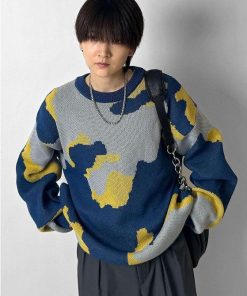 Confirm コンファーム バルーンスリーブ 多色迷彩柄 煙柄ジャガード ビッグシルエットプルオーバーニット ユニセックス おしゃれ かっこいい ブランド