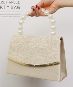 パーティーバッグ 結婚式 バッグ 大きめ 黒 パール フォーマルバッグ 普段使い ハンドバッグ レディース  ハンドル レース シルバー ゴールド 50代 サブ