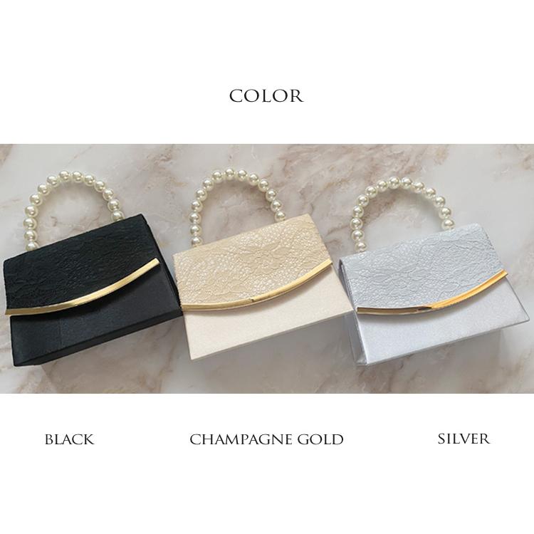 パーティーバッグ 結婚式 バッグ 大きめ 黒 パール フォーマルバッグ 普段使い ハンドバッグ レディース ハンドル レース シルバー ゴールド 50代 サブ - 画像 (2)