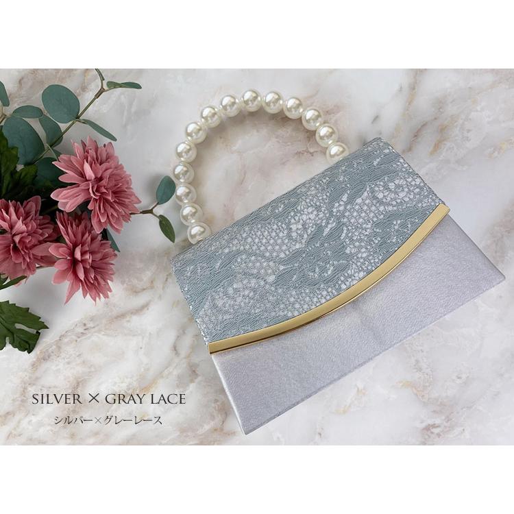 パーティーバッグ 結婚式 バッグ 大きめ 黒 パール フォーマルバッグ 普段使い ハンドバッグ レディース ハンドル レース シルバー ゴールド 50代 サブ - 画像 (3)