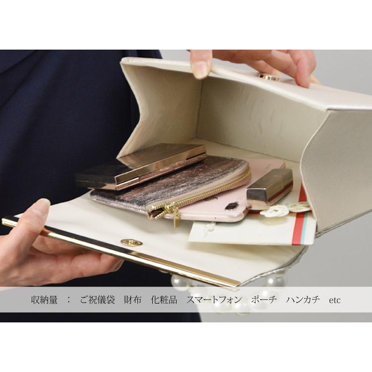 パーティーバッグ 結婚式 バッグ 大きめ 黒 パール フォーマルバッグ 普段使い ハンドバッグ レディース ハンドル レース シルバー ゴールド 50代 サブ - 画像 (6)