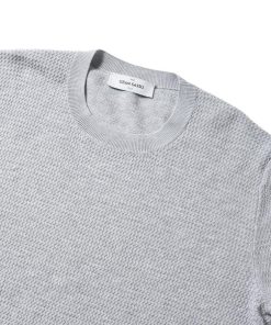 Gran Sasso GRANSASSO グランサッソ フレッシュコットン ジャガード ニット クルーネック ロングスリーブ 57101/20683 L.GRAY