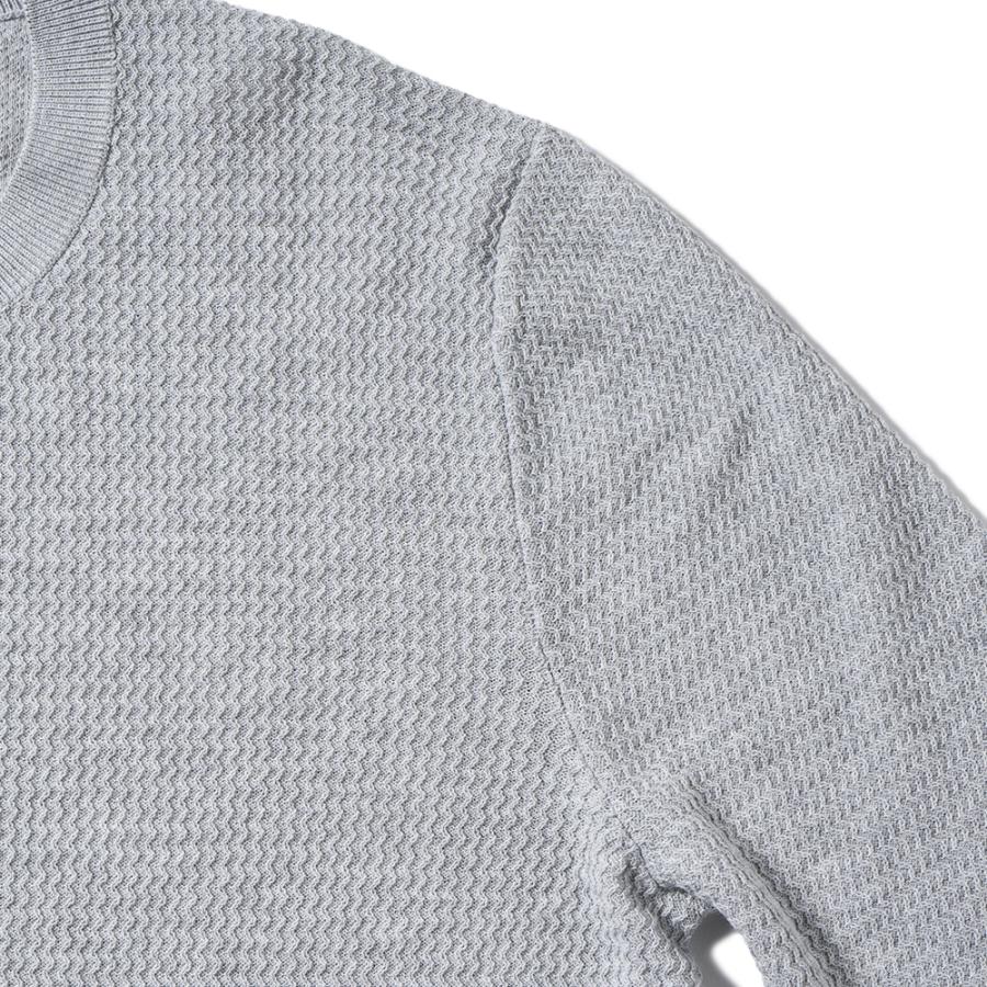 Gran Sasso GRANSASSO グランサッソ フレッシュコットン ジャガード ニット クルーネック ロングスリーブ 57101/20683 L.GRAY - 画像 (4)