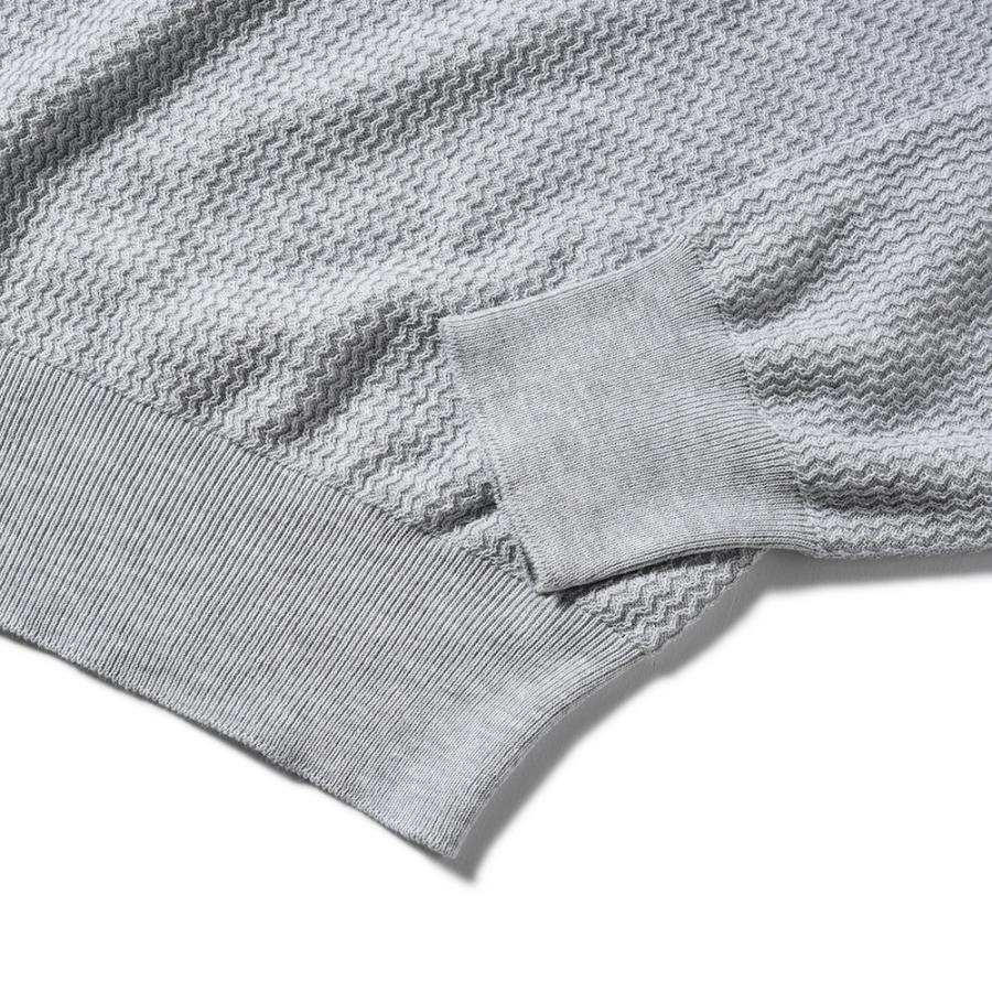 Gran Sasso GRANSASSO グランサッソ フレッシュコットン ジャガード ニット クルーネック ロングスリーブ 57101/20683 L.GRAY - 画像 (5)