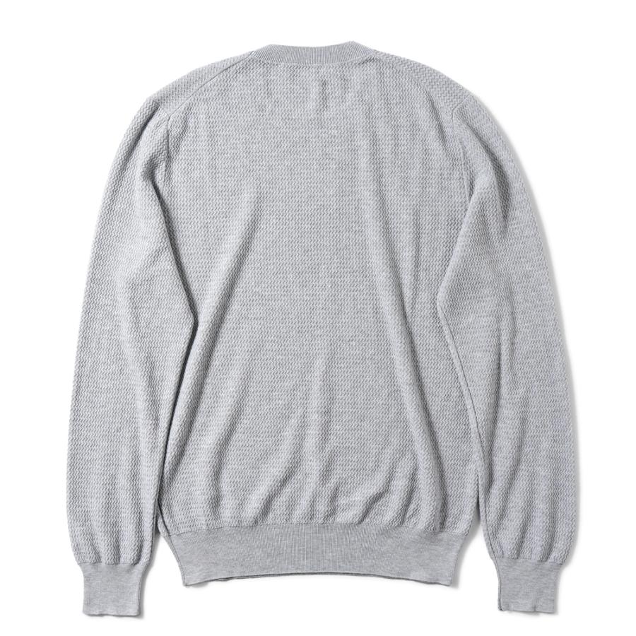 Gran Sasso GRANSASSO グランサッソ フレッシュコットン ジャガード ニット クルーネック ロングスリーブ 57101/20683 L.GRAY - 画像 (6)