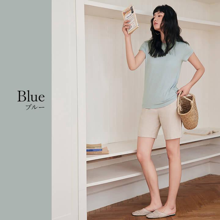 You Color レディース 半袖 Tシャツ 三分袖 トップス カジュアル 春 夏 丸首 クルーネック すっきり 上品 華奢見え シンプル 無地 大人カジュアル 軽い rt9962 - 画像 (7)