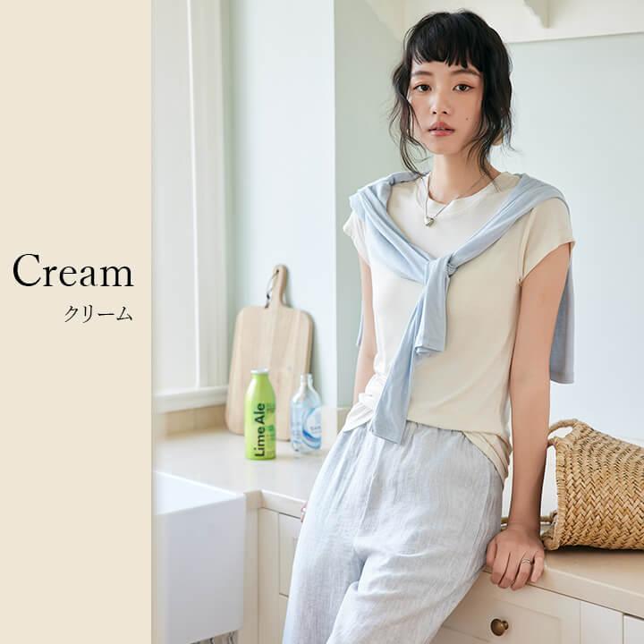 You Color レディース 半袖 Tシャツ 三分袖 トップス カジュアル 春 夏 丸首 クルーネック すっきり 上品 華奢見え シンプル 無地 大人カジュアル 軽い rt9962 - 画像 (9)