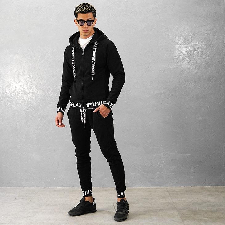 1PIU1UGUALE3 RELAX ウノピュウノウグァーレトレ セットアップ メンズ ブランド 上下 パーカー ジップパーカー スウェットパンツ ジョガーパンツ イージー - 画像 (5)