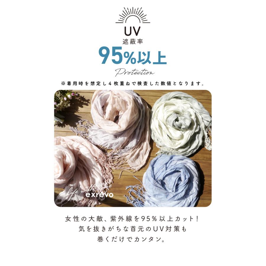 LUCIANNA ストール 大判 紫外線 95% カット ワッシャー 春 シルク 薄手 無地 uvケア - 画像 (2)