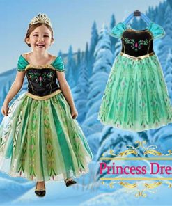 アナ ドレス 子供 コスプレ 衣装 豪華8点 セット ( 手袋 ティアラ ステッキ ネックレス イヤリング ブレスレット 指輪 ) 100 110 120 130 140