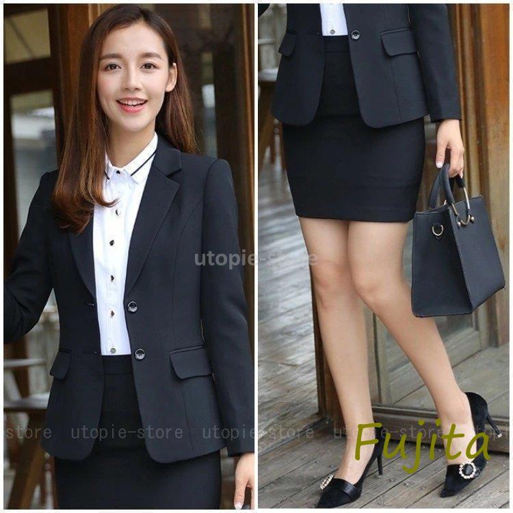 スーツ レディース セットアップ 春 秋 冬 スカート パンツ パンツスーツ タイト ミニ丈 きれいめ かっこいい 大きいサイズ フォーマル ビジネス 2点セット - 画像 (2)