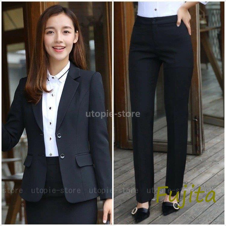 スーツ レディース セットアップ 春 秋 冬 スカート パンツ パンツスーツ タイト ミニ丈 きれいめ かっこいい 大きいサイズ フォーマル ビジネス 2点セット - 画像 (4)