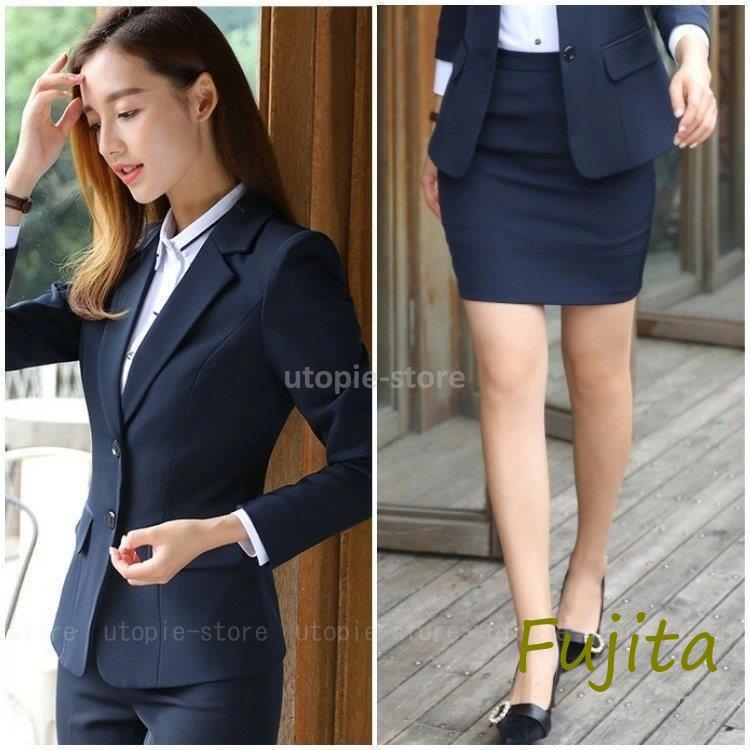 スーツ レディース セットアップ 春 秋 冬 スカート パンツ パンツスーツ タイト ミニ丈 きれいめ かっこいい 大きいサイズ フォーマル ビジネス 2点セット - 画像 (6)