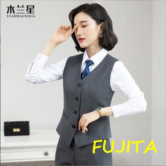 事務服ベストスーツ上下セットベストスカートスーツパンツスーツセット秋春大きいサイズフォーマル制服オフィス用ビジネス - 画像 (3)