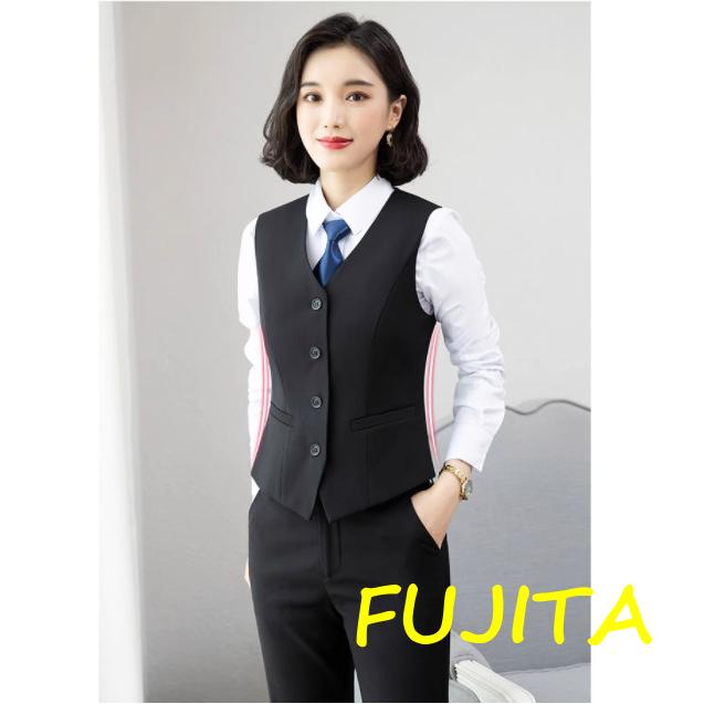事務服ベストスーツ上下セットベストスカートスーツパンツスーツセット秋春大きいサイズフォーマル制服オフィス用ビジネス - 画像 (7)