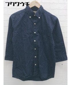 ◇ ◎ green label relaxing UNITED ARROWS ボタンダウン BD 水玉 ドット 長袖 シャツ サイズS ネイビー ホワイト メンズ