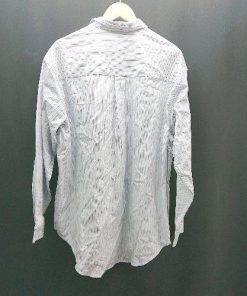 ◇ ◎ ●未使用● MONO-MART ボタン 胸ポケット ストライプ柄 薄手 シンプル 長袖 シャツ サイズM ブルー系 メンズ E