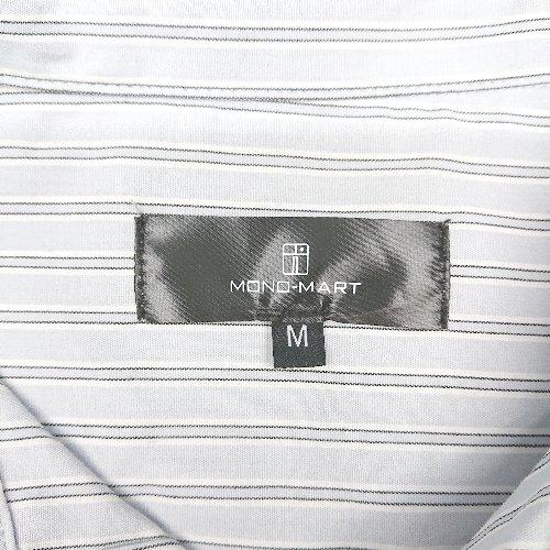 ◇ ◎ ●未使用● MONO-MART ボタン 胸ポケット ストライプ柄 薄手 シンプル 長袖 シャツ サイズM ブルー系 メンズ E - 画像 (3)