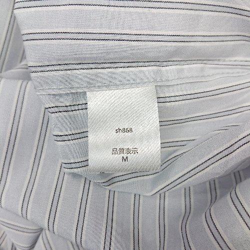 ◇ ◎ ●未使用● MONO-MART ボタン 胸ポケット ストライプ柄 薄手 シンプル 長袖 シャツ サイズM ブルー系 メンズ E - 画像 (5)