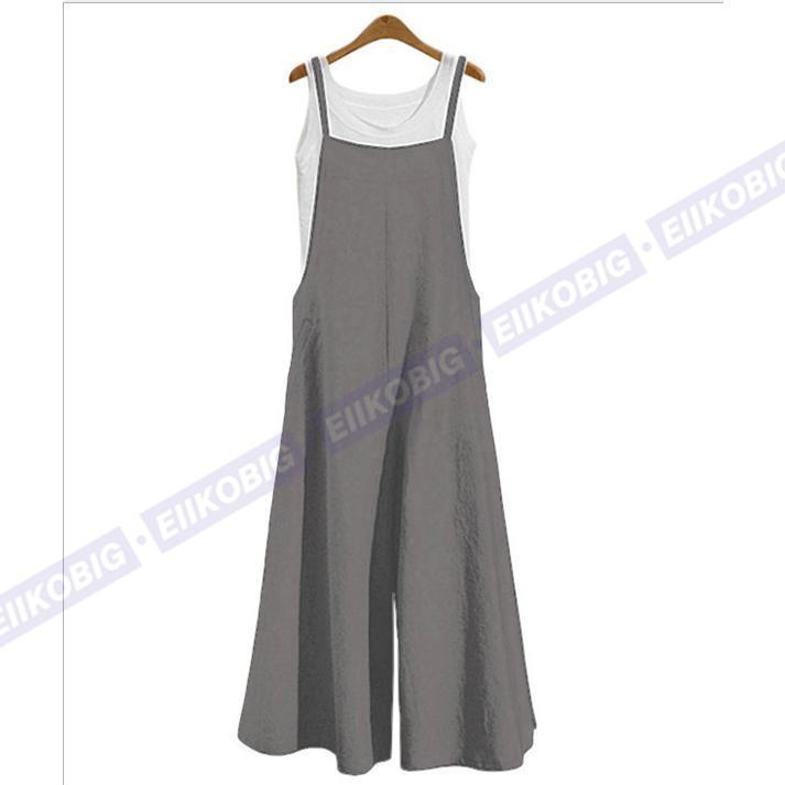 サロペット レディース 九分丈 ワイトパンツ オーバーオール 綿麻 涼しい ロング おしゃれ 無地 大きいサイズ オシャレ 着痩せ 可愛い - 画像 (6)