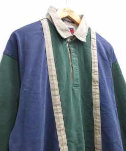 TOMMY HILFIGER L/古着 トミーヒルフィガー 長袖 ブランド ラガー シャツ メンズ 90s ヒジ当て マルチカラー 緑他 グリーン spe 25sep03 中古 トップス
