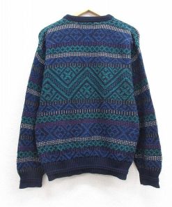 M/古着 ジャンセン 長袖 セーター メンズ 90s クルーネック 紺他 ネイビー 25mar01 中古 ニット トップス