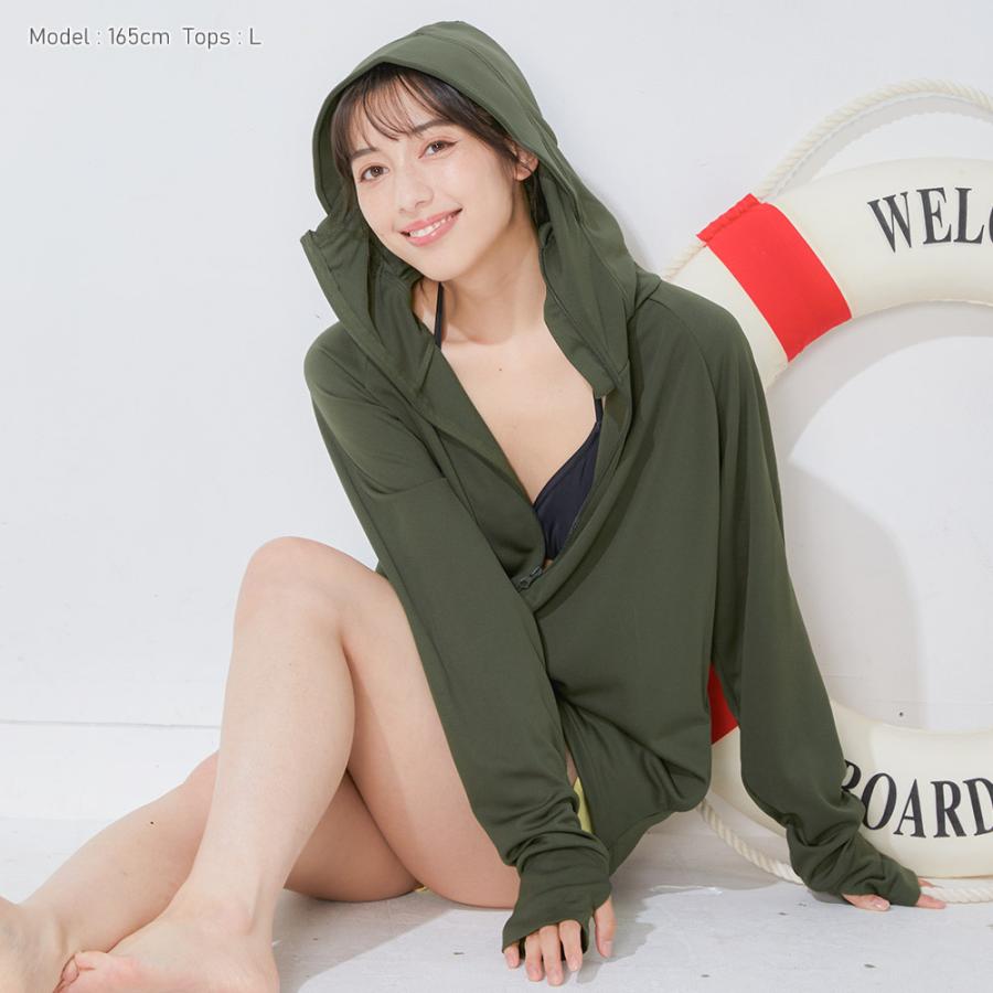 Ko'a ラッシュガード ハイネックパーカー レディース つば付き UVカット90%以上 軽量 紫外線対策 日焼け対策 - 画像 (3)