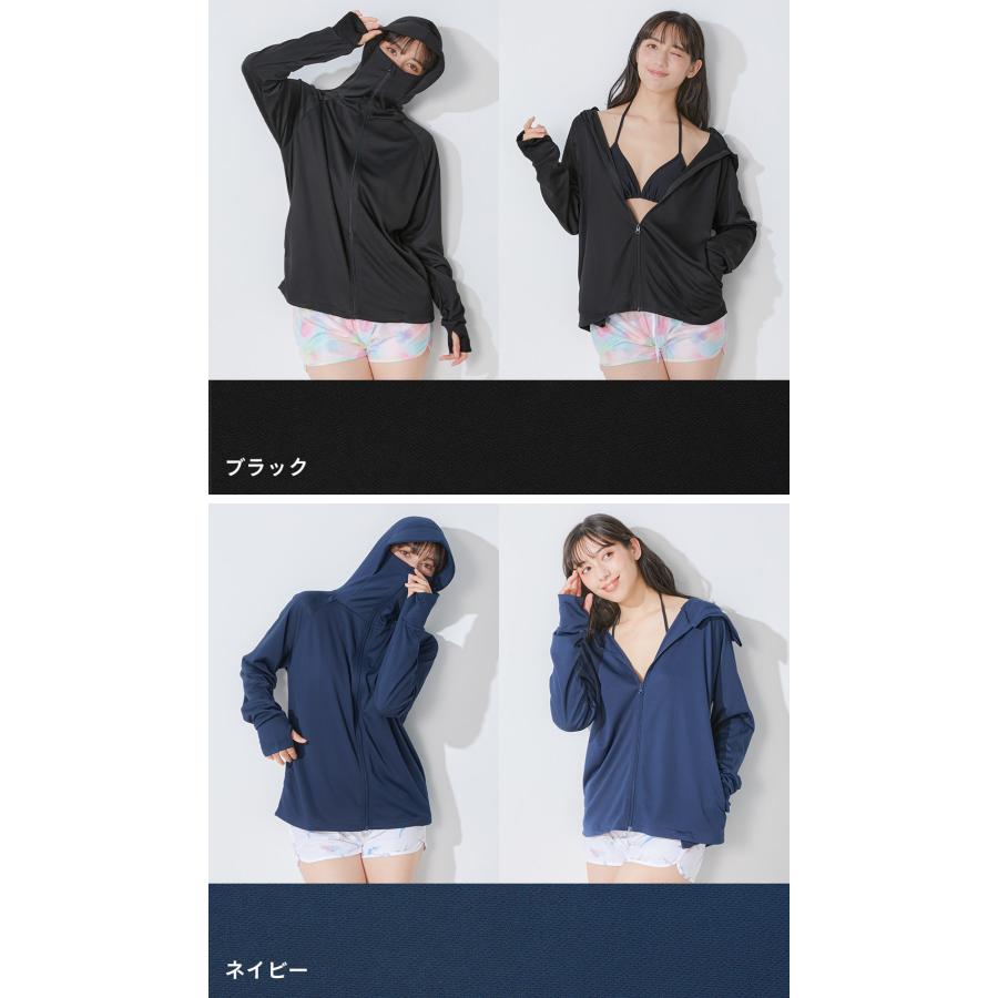 Ko'a ラッシュガード ハイネックパーカー レディース つば付き UVカット90%以上 軽量 紫外線対策 日焼け対策 - 画像 (5)