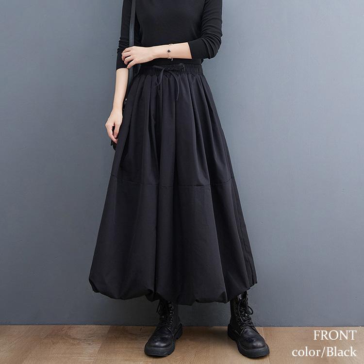 GOLDJAPAN 大きいサイズレディース スカート ロング タック フレア ウエストゴム ギャザー 冬新作 秋服 冬服 春服 夏服 LL 2L 3L 4L 5L F ブラック 黒 ゴールドジャパン - 画像 (8)