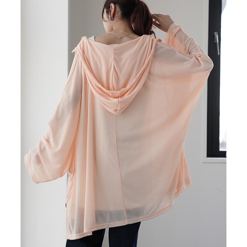 HUG.U カーディガン レディース UVカット パーカー トップス 紫外線対策 薄手 涼しい 体型カバー 大きいサイズ ポンチョ 長袖 - 画像 (4)