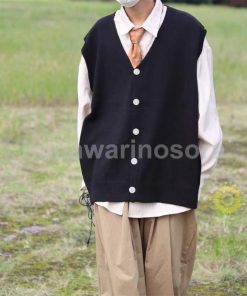 ニットベスト メンズ Vネック ボタン付き 細身 レイヤード 重ね着 カジュアル ビジネス 紳士服 秋服 チョッキ 前開き ノースリーブ 無地 通勤 通学 旅行