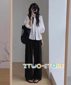 セットアップ レディース カジュアル 夏 大きいサイズ 上下セット シャツ ブラウス 五分袖 七分袖 パンツ 2点セット ゆったり