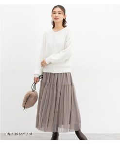 Honeys ボトムス スカート ロングスカート ロング丈 チュール ギャザー ティアード 無地 レディース SALE ハニーズ チュールスカート