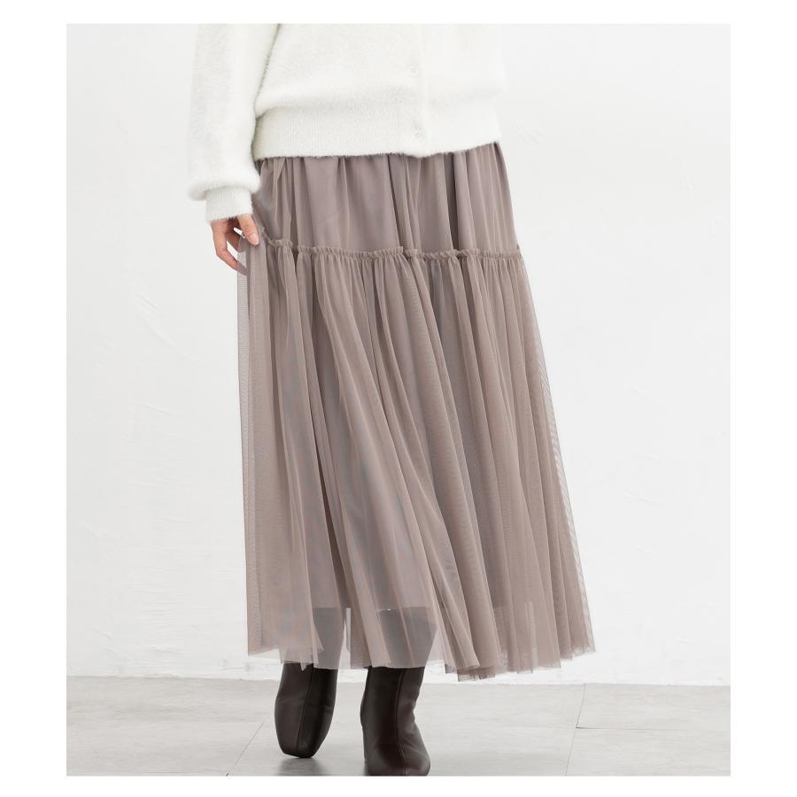 Honeys ボトムス スカート ロングスカート ロング丈 チュール ギャザー ティアード 無地 レディース SALE ハニーズ チュールスカート - 画像 (2)