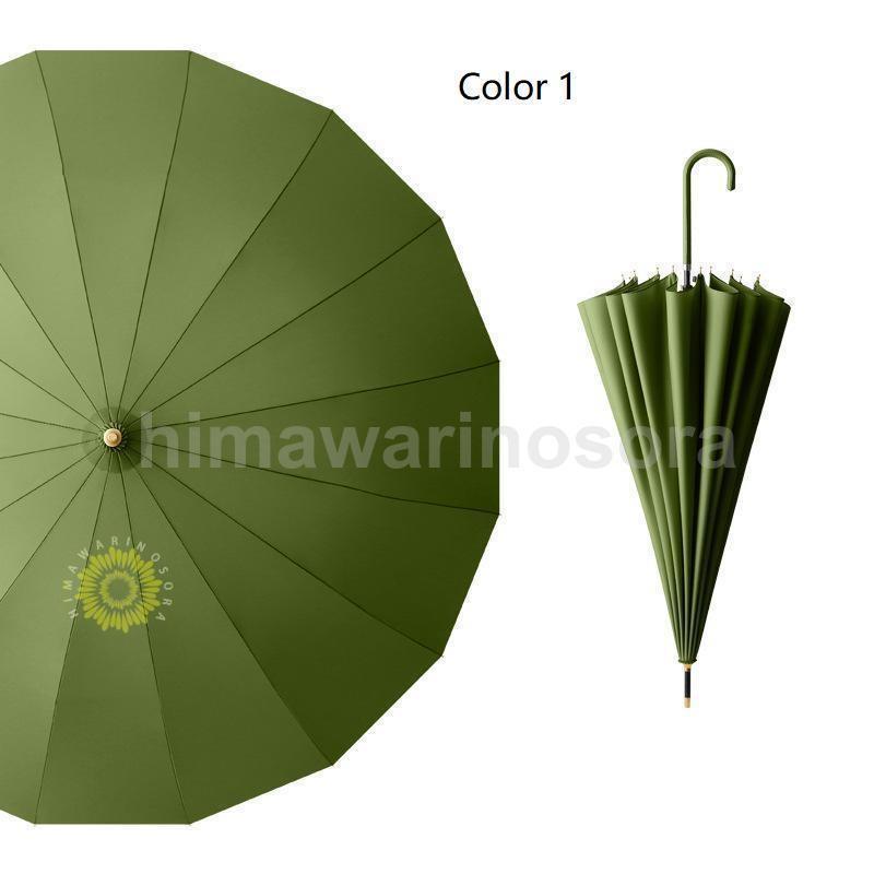 16色展開長傘 レディース 雨傘 メンズ ワンタッチ長傘 大きめ 梅雨対策 耐風 無地和風傘 撥水加工 頑丈16本骨 マカロン色 男 女 贈り物 - 画像 (5)