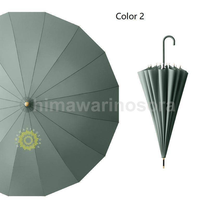 16色展開長傘 レディース 雨傘 メンズ ワンタッチ長傘 大きめ 梅雨対策 耐風 無地和風傘 撥水加工 頑丈16本骨 マカロン色 男 女 贈り物 - 画像 (6)