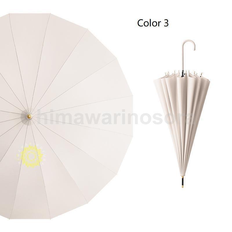 16色展開長傘 レディース 雨傘 メンズ ワンタッチ長傘 大きめ 梅雨対策 耐風 無地和風傘 撥水加工 頑丈16本骨 マカロン色 男 女 贈り物 - 画像 (7)
