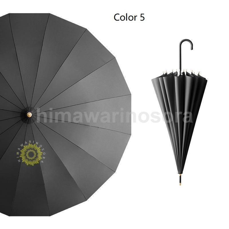 16色展開長傘 レディース 雨傘 メンズ ワンタッチ長傘 大きめ 梅雨対策 耐風 無地和風傘 撥水加工 頑丈16本骨 マカロン色 男 女 贈り物 - 画像 (9)