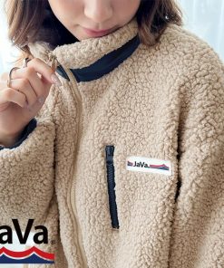 classicalelf 《java ジャバコラボ》アウター トップス レディース レトロ スポーツ ワッペン付き 配色 ボア ブルゾン 男女兼用 ユニセックス 長袖