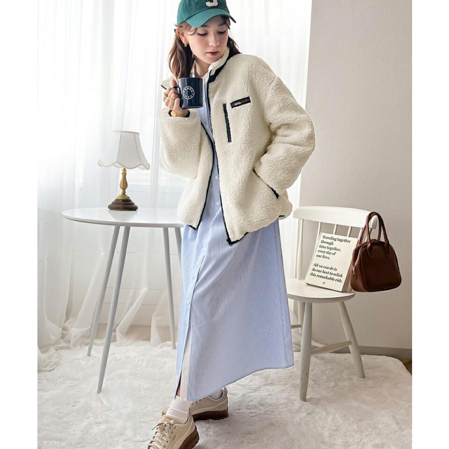 classicalelf 《java ジャバコラボ》アウター トップス レディース レトロ スポーツ ワッペン付き 配色 ボア ブルゾン 男女兼用 ユニセックス 長袖 - 画像 (8)